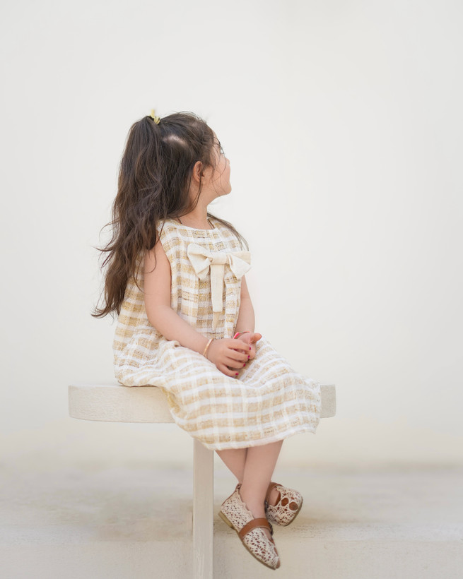 پیراهن دخترانه کرم لیمویی